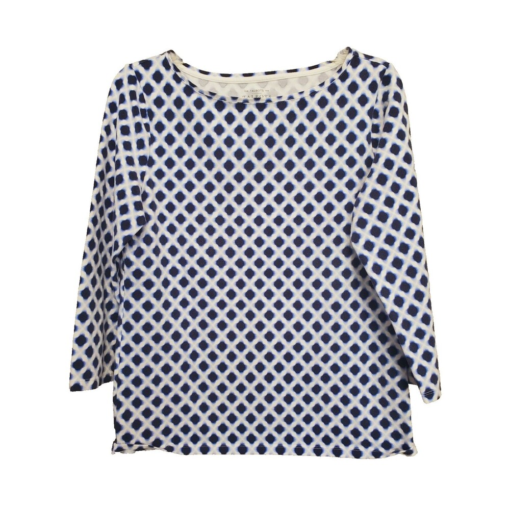 Talbots Shibori Star Cotton/Spandex Boat Neck 3/4 Sleeve T-Shirt Size Medium